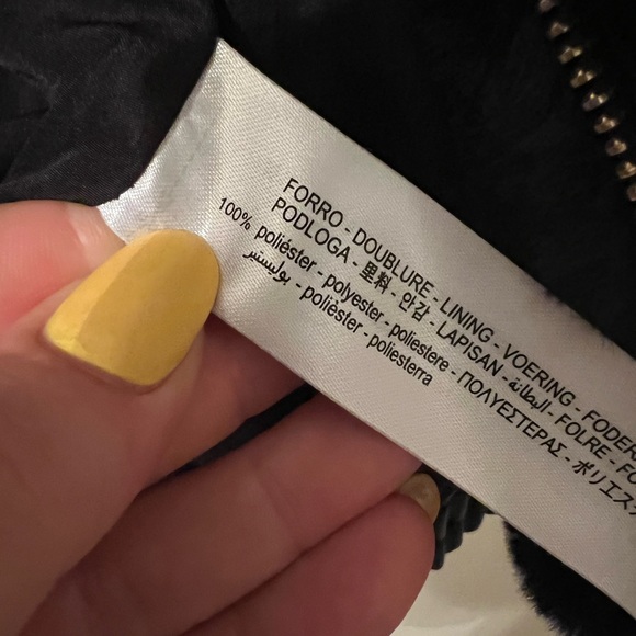 ZARA Black Faux Fur Hooded Zip Up Jacket Size Small - Picture 6 of 6